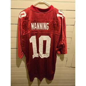 Reebok NFL OnField Jersey Mens L Eli Manning 10 Giants Red Mesh Pullover Vintage